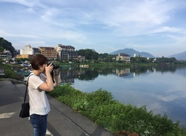河口湖で富士山撮影中